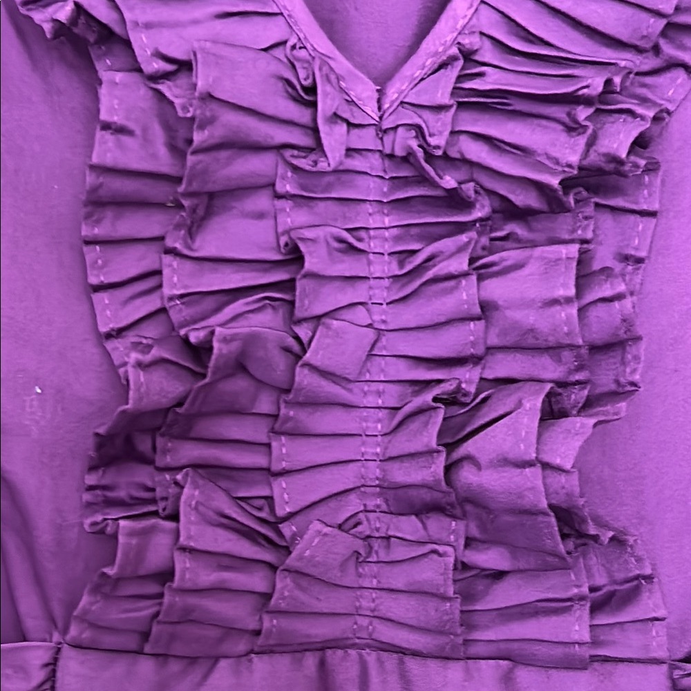 Max & Cleo Plum Ruffle Midi Dress - Picture 3 of 14